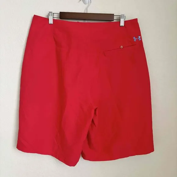Under Armour Heatgear Mens Red Drawstring Logo Boardshorts Size 38 Summer Casual - Picture 6 of 10